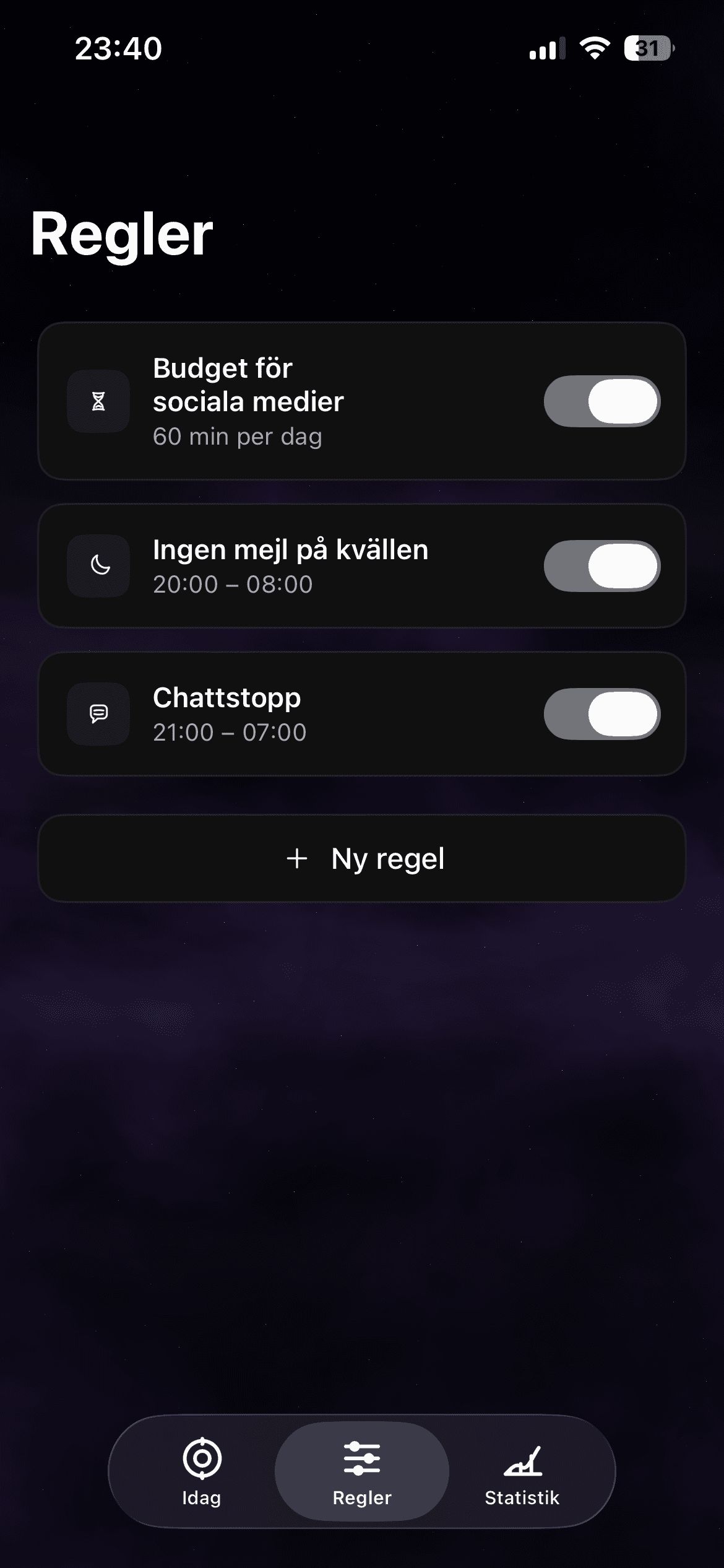 haegr fokusapp med aktivt skyddat fokuspass